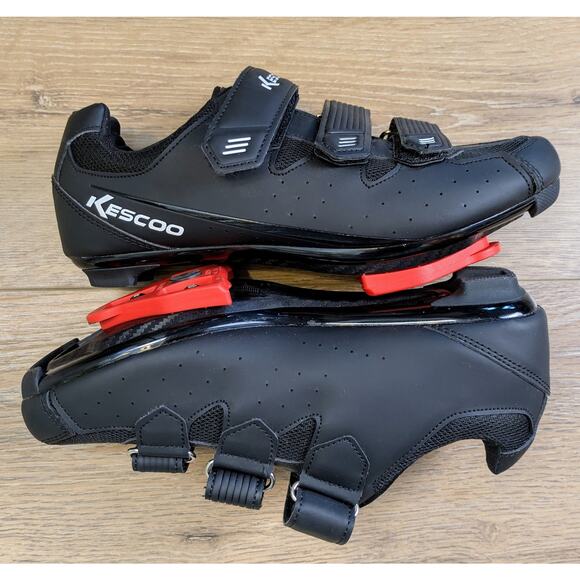 Kescoo Cycling Shoes Unisex Size 5.5, 7.5 Black Mesh Delta Cleats Installed - Picture 3 of 12